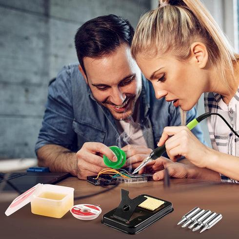Soldering Iron Kit, 100W LED Digital Solder Iron Soldering Gun kit with Ceramic Heater, Adjustable Temperature Soldering Kit with Tips, Solder Wic...