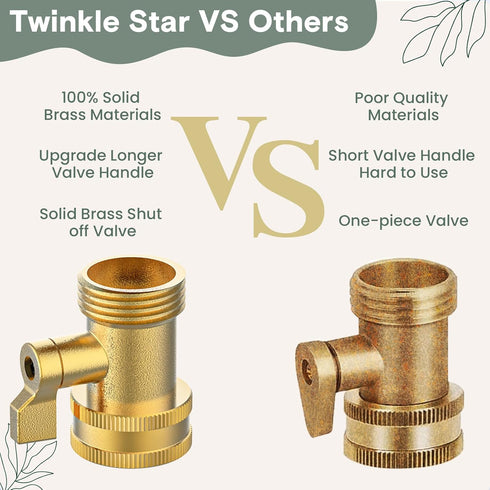 Twinkle Star Brass Hose Nozzle 4 Pack, Jet Nozzle High Pressure Hose Nozzle with Leakproof Shut off Valve, Upgraded Valve Handle, 3/4” GHT Nozzles...