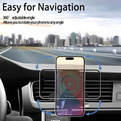 Magnetic Wireless Car Charger Compatible for MagSafe Car Mount,15W Fast Charging 360° Adjustment Air Vent Holder Stand for iPhone 14 Series?iPhone...
