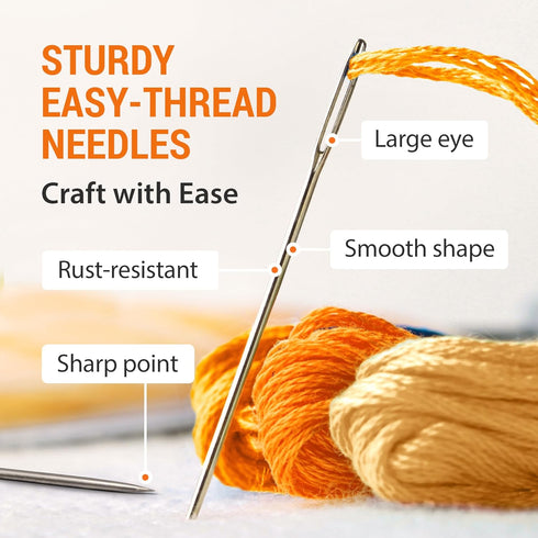 VONEEDL 35 PCS Large Eye Sharp Hand Sewing Needles 4 Assorted Sizes - Easy Threading Embroidery Needles - Perfect for Quilting, Crafting, Darning,...