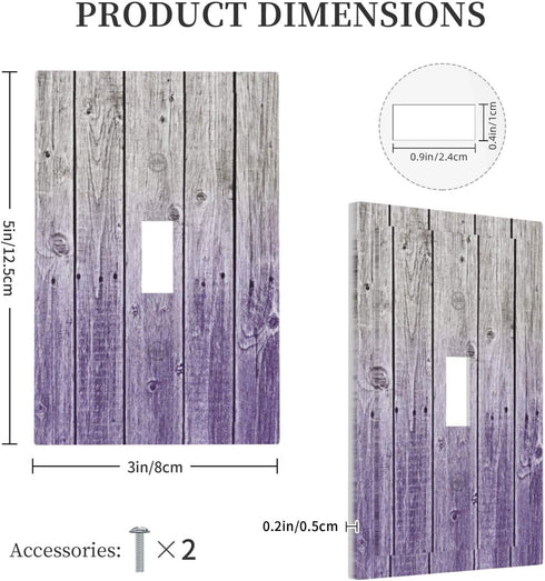 Rustic Wood Country Grape Grey Single Toggle Light Switch Cover Decorative 1 Gang Wall Plate Electrical Switchplate Home Faceplate for Kitchen Bat...