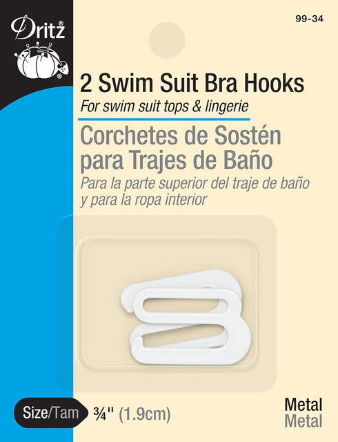 Dritz 99-34 Metal Swim Suit Bra Hooks, White, 3/4-Inch 2-Count...