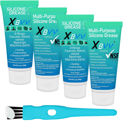 Food Grade Silicone Grease Lubricant for Plumber Faucet Valve Pool Filter O-Rings Kit 4-Pack 1 oz Tubes...