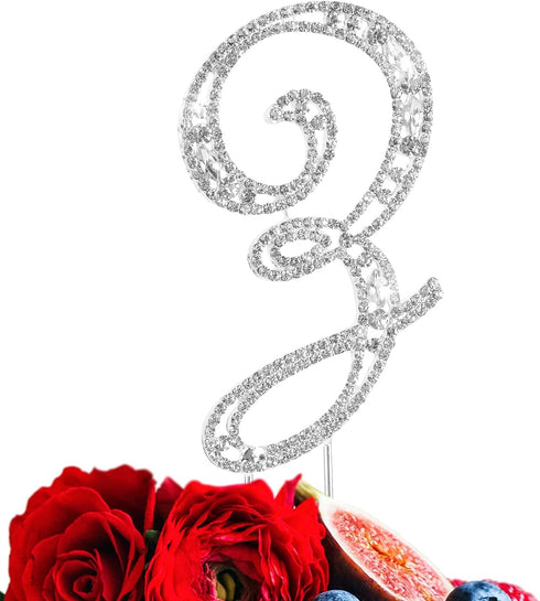 Letter Z Cake Topper Rhinestone Crystal Silver Letter for Wedding or Anniversary Birthday Party Decoration Supplies...