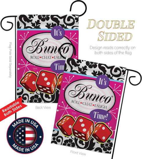 Breeze Decor It's Bunco Time Garden Flag Interests Games Night Dice Poker Bingo Hobbies Leisure Activity House Decoration Banner Small Yard Gift D...