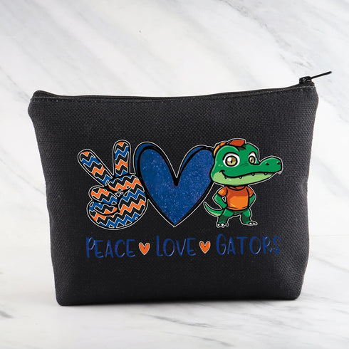 Gators Lover Gift Peace Love Gators Makeup Bag Florida Football Fan Gift Gators Girl Gift College Sport Merch (Gators Black)...