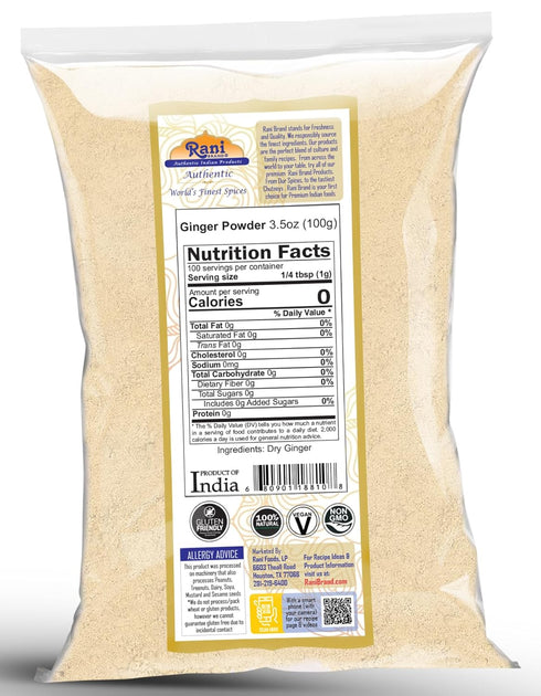 Rani Ginger (Adarak) Powder Ground, Spice 3.5oz (100g) ~ All Natural | Vegan | Gluten Friendly | NON-GMO | Kosher | Indian Origin...