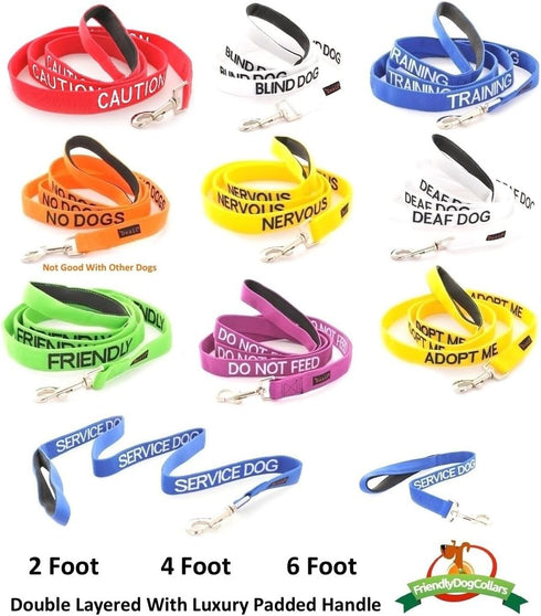 FRIENDLY Green Color Coded 2 4 6 Foot Padded Dog Leash (Known As Friendly) PREVENTS Accidents By Warning Others of Your Dog in Advance (Standard L...