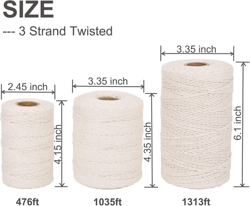 XKDOUS 476ft Butchers Cooking Twine, 100% Cotton Kitchen Twine String, 2mm Cotton Twine for Roasting, Trussing Poultry, Baking & Crafting...