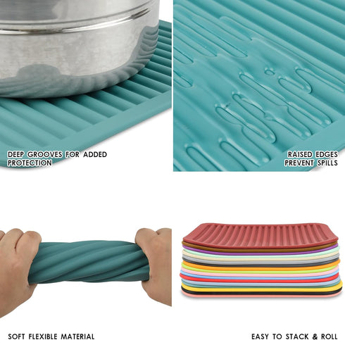 Smithcraft Silicone Trivets Mats for Hot Dishes and Hot Pots, Hot Pads for Countertops, Tables, Pot Holders, Spoon Rest Small Drying Mats Set of 2...