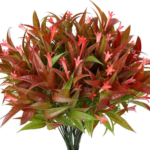Artificial Flowers 8PCS Fake Red Spray Morning Glory Plants Shrubs Greenery Bouquet for Your Home Kitchen Table Centerpieces Arrangements Indoor O...
