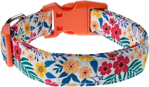Dog Collars with Floral Flower Patterns - Soft Adjustable Fancy Floral Dog Collars for Small Medium Large Dogs - Cute Design for Boys Girls Male F...