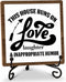 Home Decor Wood Sign, This House Runs On Love Laughter Wood Sign, 5x5IN Wooden Sign Comes With Iron Stand, Perfect For Home Kitchen Tabletop Desk ...