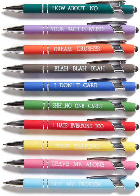 10PCS Funny Multicolored Ballpoint Pens with Complaining Quotes and Touch Screen Function Office Gifts Negative Passive Ballpoint Pens......