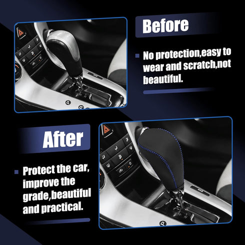 X AUTOHAUX Car Gear Shift Knob Cover Protector with Blue Thread for Chevrolet Cruze 2011-2015 Aveo 2007-2011...