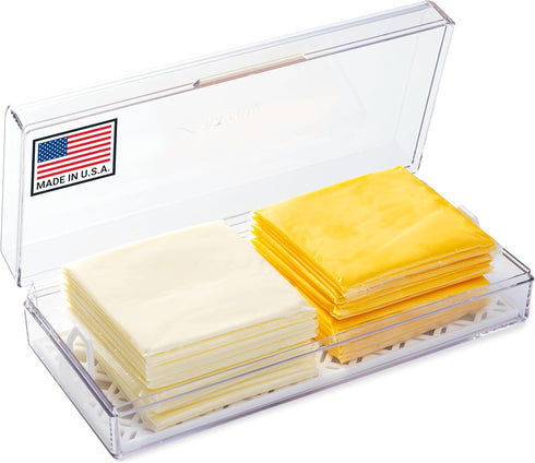 Cheese Keeper | Storage Container for Fridge | Food Storage Box with Lid and Tray | Sliced Cheese Holder and Organizer for Refrigerator | Made in ...