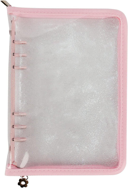 MultiBey A5 Binder 6 Ring Cover PVC Notebook Shell with Zipper, Sparkling A5 Budget Binder for Cash Budget System, Journaling, Planner (10'' x 7''...