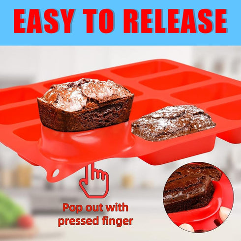 2 Pack Silicone Mini Loaf Pan, 12 Cavity Mini Bread Pan Nonstick Silicone Baking Molds for Brownie, Cornbread, Cheesecake & Cupcake...