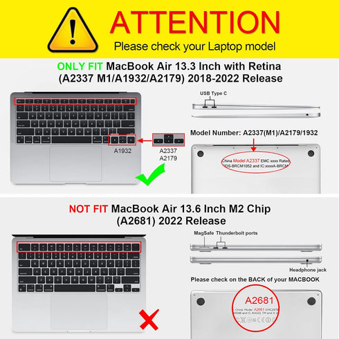 Fintie Case for MacBook Air 13 Inch A2337 (M1) / A2179 / A1932 (2022 2021 2020 2019 2018 Release) - Snap On Hard Shell Case Cover for MacBook Air ...