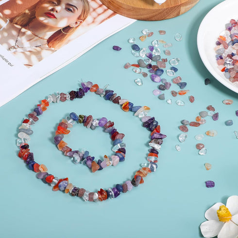 KALLORY 5 Pack Natural Chip Stone Beads Drilled Crystals Beads Gemstone Chip Beads for DIY Jewelry Making Crafting...