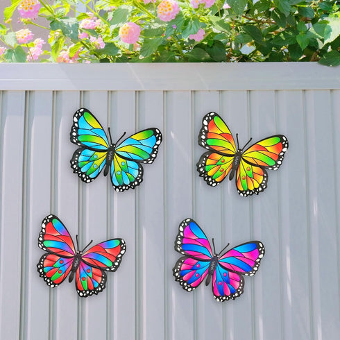 Metal Butterfly Wall Art Decor - 9.8 inches Outdoor Wall Art Decorations for Fence Garden Backyard Bedroom Patio Living Room,Gift for Mom Dad Frie...