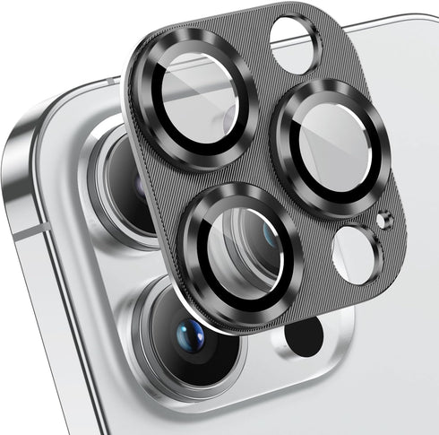 AFARER [2 Pack Camera Lens Protector for iPhone 15 Pro 6.1"/iPhone 15 Pro Max 6.7",3D Aluminum Metal Lens Film,9H Hardness Tempered Glass Camera S...