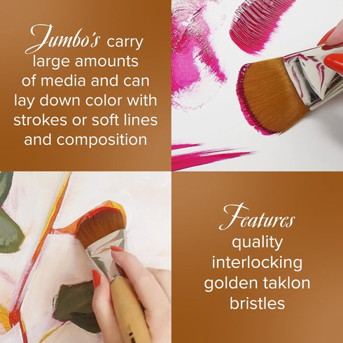 Silver Brush Limited 820650 Silver Jumbo Golden Taklon Angle Brush, Large Murals, Easel Painters and Furniture, Size 50, Mid Length Handle...