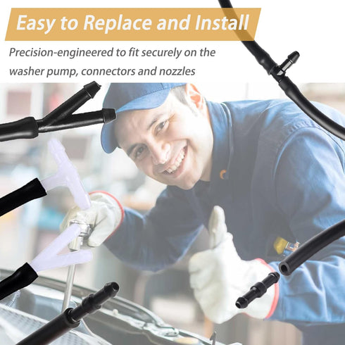 Windshield Washer Hose Kit - 4 Meter Universal Washer Fluid Hose with 12 Pcs Hose Connectors, Suitable for Most Windshield Washer Nozzle Installat...