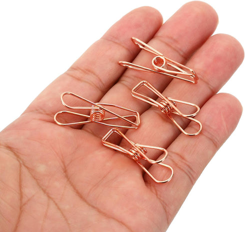 MECCANIXITY 50 Pieces Metal Wire Hollow Out Clips 32mm Cute Mini Binder Paper Clip Rose Gold for Clothes Bill Paper Office Supplies...