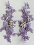 Zbroh Fine Lace Fabric Patches Embroidered rhinestones Trim Applique Decor Dress Decoration sew on sequins beads accessory one pair (light purple)...