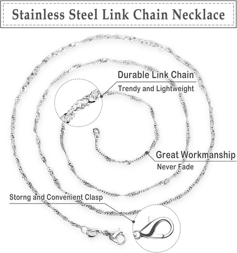 Whaline 24 Pack 24'' Silver Plated Chain Necklace 925 Water Ripple Plated Necklace for Jewelry Making Craft...