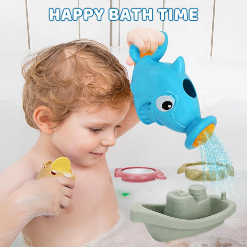Baby Bath Toys for Toddlers 1-3, 14 Pcs Bathtub Toys for for Kids Age 2-4,Mold Free Bath Boat with Stacking Cup & Watering Can , Water Table Toys ...