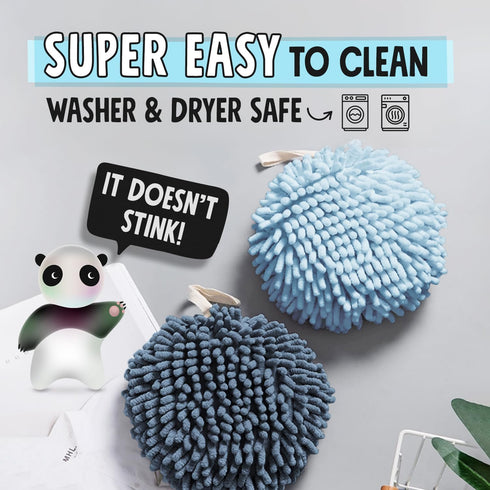 Sophie & Panda Fuzzy Ball Towel (Set of 2) White and Gray - Dry Your Hand Instantly conveniently with This Creative Bath Towel Set Decorative Towe...