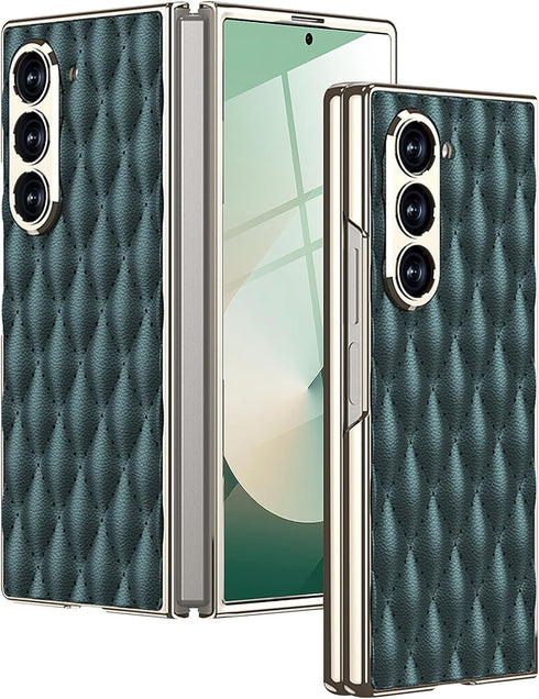 Miimall Slim Fit for Samsung Galaxy Z Fold 6 Case with Camera Protection for Women Girls, Screen Protector Ultra Thin and Slim PU Leather Luxury C...