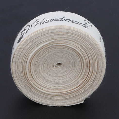 5 Yards Present Cotton Ribbon, 1.5cm Width Cotton Hand Made Fonts Ribbon Gift Present Package Supply Clothing Label for Craft Gift Wrapping Hair B...