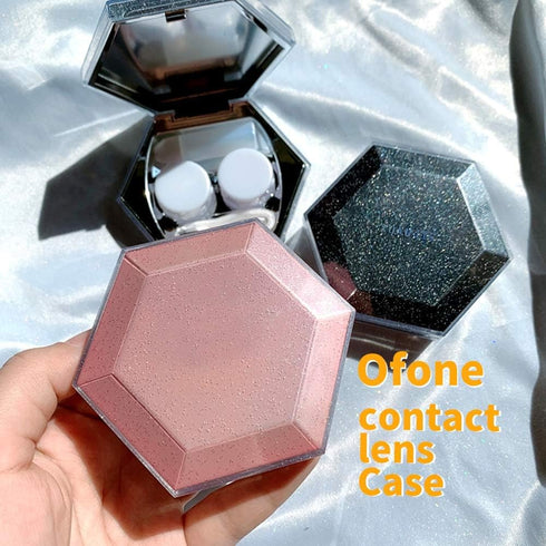 Contact Lens Case, Hexagon Sparkles Contact Lenses Cases with Mirror Remover Tool Tweezers Solution Bottle Portable Contacts Storage Container for...