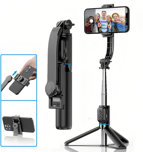 Portable Selfie Stick Phone Tripod - Extendable Travel Selfie Stick Tripod Phone Holder with Wireless Remote for iPhone Galaxy Android for Video R...