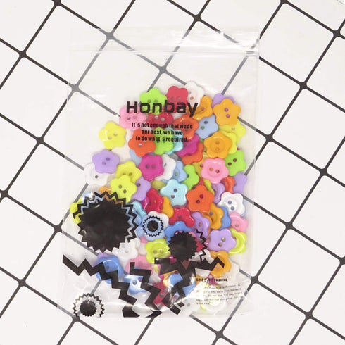Honbay 100PCS Resin Flower Buttons 2 Holes Buttons Plastic Flower Sewing Buttons Decorative Buttons for Skirts, Gloves, Sweaters, Shirts, Hats, Sc...