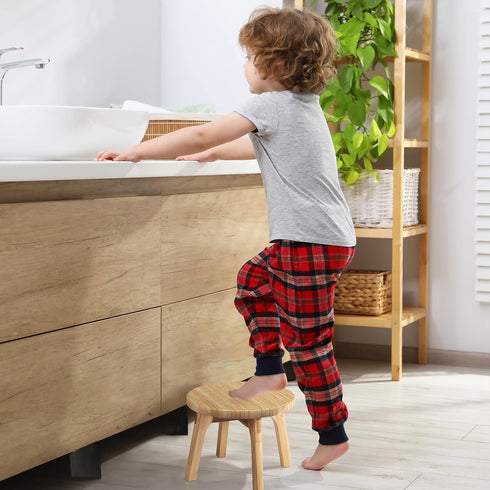 GOBAM Bamboo Step Stool, 7.3 inches - Sturdy Foot Stool for Adults and Kids, Portable Wooden Stool for Kitchen, Bathroom, Bedroom, or Toy Room - 3...