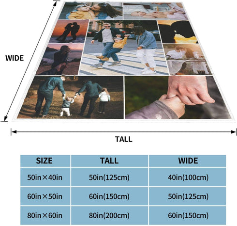 Custom Blankets with Photos Collage Personalized Throw Blankets with Picture and Text Soft Flannel Blankets Bed Throws Gift for Baby Kid Family Fr...