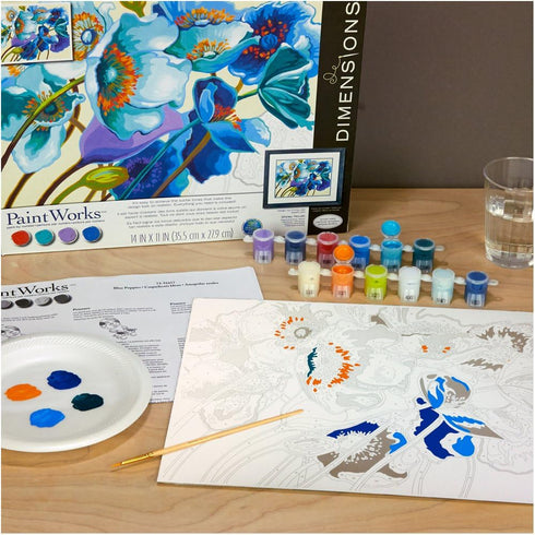 Dimensions Blue Poppies Paint by Numbers for Adults, 14'' W x 11'' L...