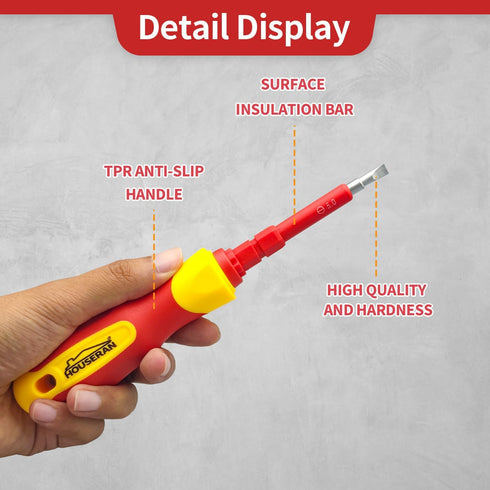 Insulated Screwdriver, HOUSERAN 5 Pcs Screwdriver Set, Electrician Tools Kit with Case, 1000V, Screw Driver with Interchangeable Blades, Electrica...
