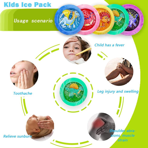 Kids Ice Pack, Hot or Cold Pack Gel Cooling Pad, Reusable for Injuries Medical Health,Swelling and Pain Relief, Tired Eyes, Child Injury, Headache...
