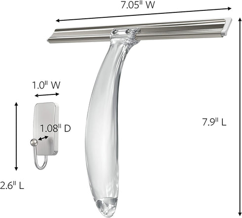 Command Bath Shower Small Water-Resistant Adhesive, Satin Nickel, 1 lb Capacity, 1 Squeegee, 1 Hook, 2 Strips, BATH32-SS-ES Caddy...