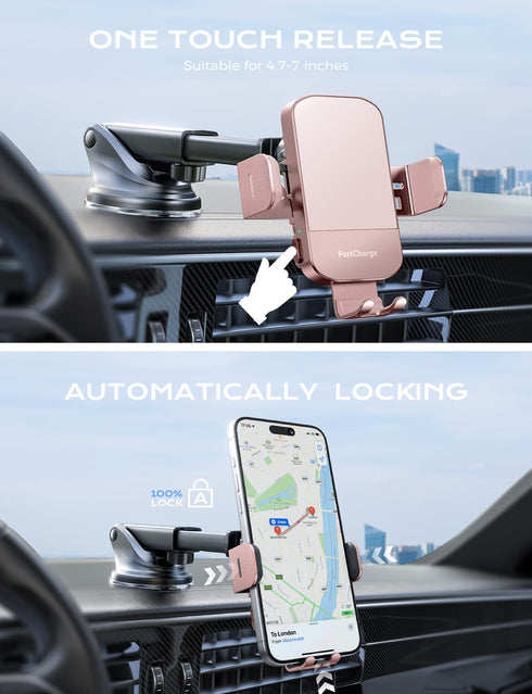 CHGeek Wireless Car Charger, 15W Fast Charging Auto Clamping Car Charger Phone Mount Phone Holder fit for iPhone 15 14 13 12 11 Pro Max Xs, Samsun...