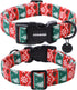 DOGWONG Christmas Cotton Dog Collar, Red Green Stripe Christmas Dog Collar Durable Soft Fabric Pet Dog Collar Cute Red Puppy Necklace for Small Me...