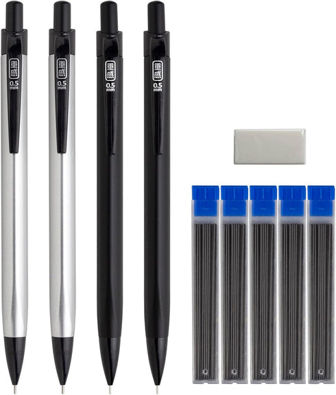 Mechanical Pencil Set 0.5 mm Triangular Metal Barrel for Writing Drawing Sketching...