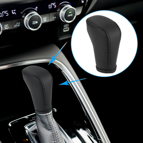 Unifizz Car Interior Faux Leather Gear Shifter Knob Cover Transmission Boot Lever Black for Honda Accord 2018-2022 Black Stitches...