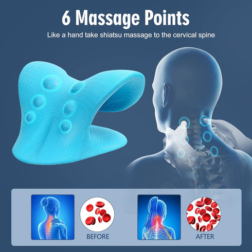 Neck Stretcher for Pain Relief, Neck and Shoulder Relaxer Cervical Traction Device Pillow for Muscle Relax and TMJ Pain Relief (Blue)...