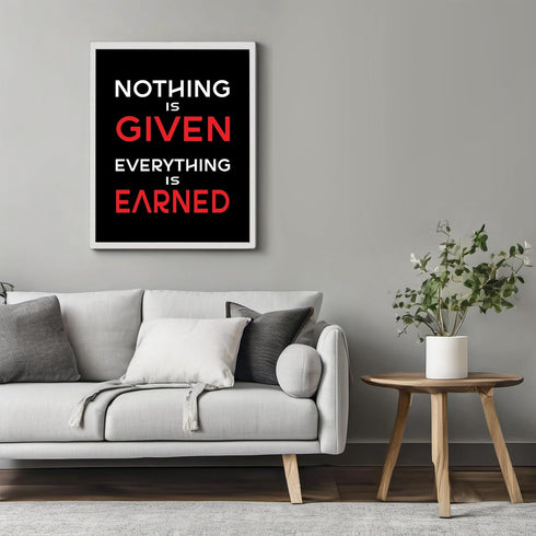 Posterizer 1 pcs-nothing is given, everything is earned-Workplace & Office Art-Men's Art Collection-Gift for Entrepreneurs-decor for office wall- ...